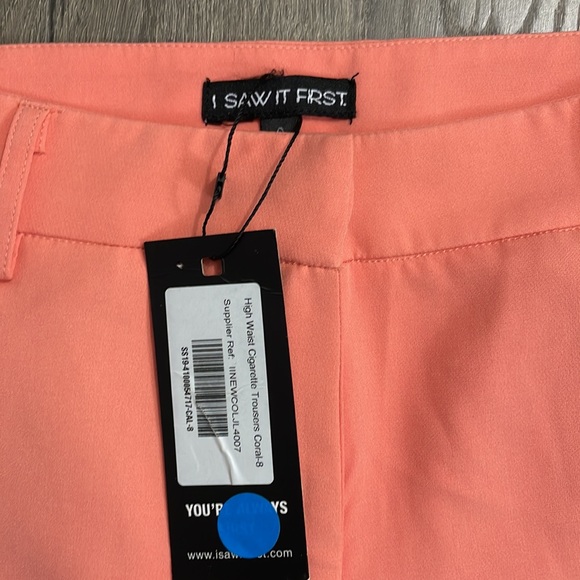 NWT “I say it first” High Waist Cigarette Trousers Coral-8 - Picture 4 of 8